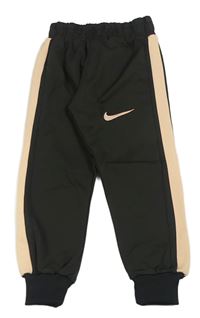Černé sportovní tepláky s logem a pudrovým pruhem zn. Nike