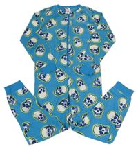 Modrý fleecový overal s lebkami Peacocks