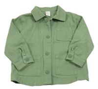 Olivová riflová košilová bunda H&M