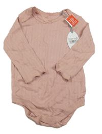 Nové - starorůžové žebrované perforované body s mašličkou Tu