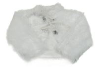 Bílé chlupaté podšité bolérko se stříbrnými květy 