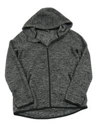 Šedo-černá melírovaná fleecová propínací mikina s kapucí Y.F.K.