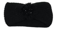 Černá pletená čelenka s kamínky