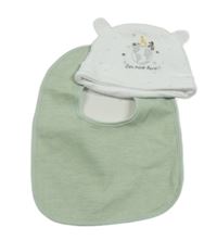 2Set - Bílá čepice s planetou a zvířátky a oušky Next + olivový bryndák 