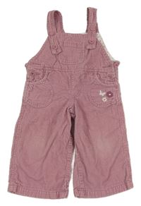 Starorůžové manšestrové laclové podšité kalhoty s květy a motýlkem impidimpi