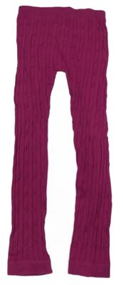 Tmavorůžové žebrované/vzorované punčochové legíny 