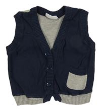 Tmavomodro-šedá propínací svetrová vesta BABY BOUTIQOUE