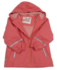Korálová nepromokavá zateplená bunda s kapucí lupilu