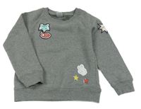 Šedá melírovaná mikina s obrázky Papagino