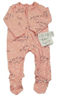 Nové - broskvovo-bílý puntíkatý overal s nápisy George