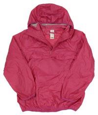 Malinová kostkovaná šusťáková nepromokavá větrovka s kapucí Next