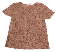 Starorůžovo-černé puntíkaté žebrované tričko H&M