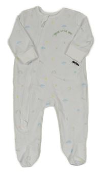 Nové - bílý sametový overal s obláčky a duhami St. Bernard