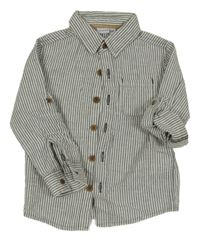 Šedo-bílá pruhovaná lněná košile Prénatal