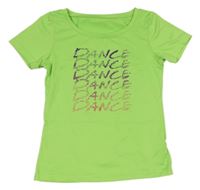 Křiklavě zelené funkční sportovní tričko s nápisy energetics