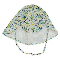 Smetanová UV plážová zavazovací kšiltovka s velrybami a hvězdicemi lupilu