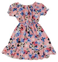 Růžové šaty s Minnie a motýlky 