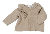 Béžový melírovaný propínací svetr s volánky H&M