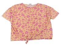 Meruňkové květované crop tričko Pep&Co