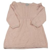 Růžové svetrové šaty s volánky Primark