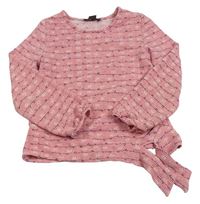 Růžové květované triko s nápisy a srdíčky Primark