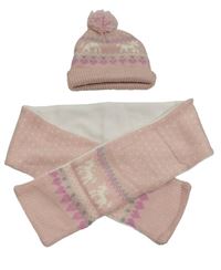 2set - světlerůžová čepice s jednorožci + šála Primark
