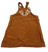 Hnědé manšestrové laclové šaty s liškou Jojo Maman Bébé