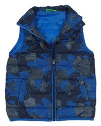 Tmavomodro-modrá army šusťáková zateplená funkční vesta Mountain Warehouse