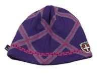 Fialovo-fuchsiová károvaná vlněná čepice