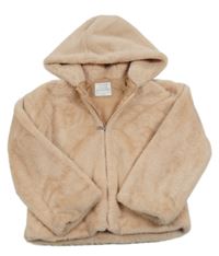 Růžová kožešinová podšitá bunda s kapucí Primark