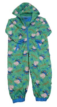 Zelená šusťáková jarní kombinéza s Tomíkem a kapucí