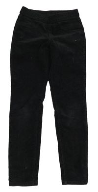 Černé manšestrové elastické kalhoty H&M