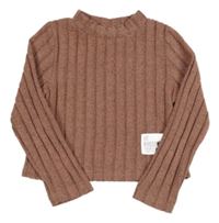 Starorůžové melírované žebrované úpletové crop triko s nášivkou Shein