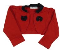 Červené teplákové bolerko s mašlemi