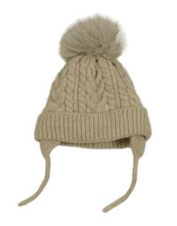 Béžová pletená čepice s bambulí Primark