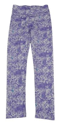 Levandulovo-bílé květované sportovní legíny L&D