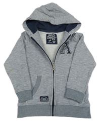 Bílo-tmavomodrá pruhovaná propínací mikina s písmenem a kapucí C&A