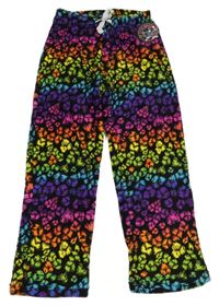 Nové - Černo-barevné vzorované chlupaté pyžamové kalhoty