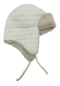 Bílá prošívaná šusťáková beranice s kožešinou