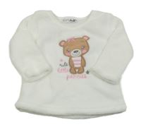 Bílá chlupatá mikina s medvědem Ergee