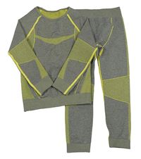 2set - Zelené melírované spodní funkční triko + kalhoty Lupilu