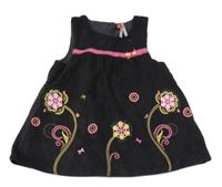 Černé manšestrové šaty s květinami Orchestra