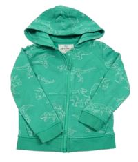 Zelená propínací mikina s dinosaury a kapucí M&S