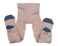 Růžové punčocháče s duhami a mraky