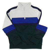 Bílo-tmavozeleno-safírová mikina M&S