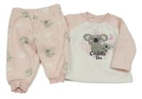 Bílo-světlerůžové fleecové pyžamo s koalami