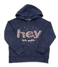 Tmavomodrá mikina s nápisem z hvězd a kapucí George