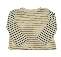 Béžovo-hnědo-černé pruhované mikinotriko s kapsou JBC