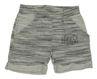 Šedé melírované teplákové kraťasy s nápisem