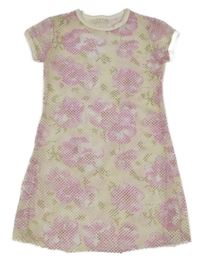 Béžovo-růžové květované síťované šaty